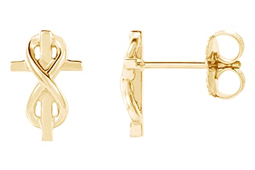 AFFY 14K Gold Plated 925 Sterling Silver Plain Minimalist dainty Stud Earrings Jewelry For Her Women Birthday Gift - color: Infinity-Inspired Cross