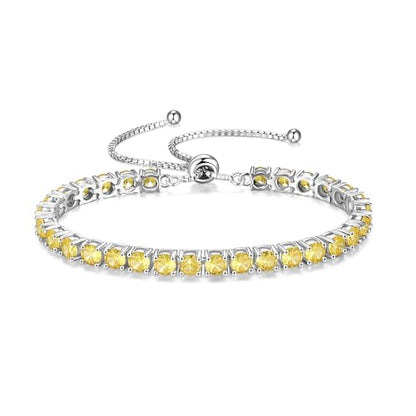 FANCIME Birthstone Bracelet Jewelry for Women Sterling Silver Tennis Bracelet Classic Bolo Adjustable Chain Fine Jewelry Anniversary Birthday Gifts for Women Mom Wife Her - color: 11-Citrine