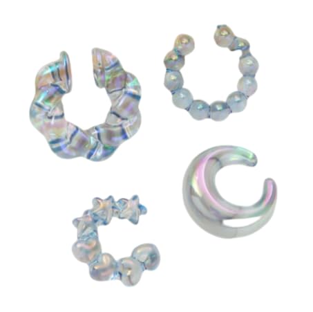 4-Piece No-Piercing-required Ear Cuff Set - Colorful Creative Resin Ear Bone Clips for Women Unique Jewelry for Daily - color: D