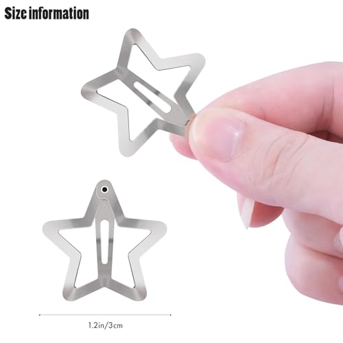 Star Hair Clips 2000s Y2K Black Silver Star Hair Accessories Snap Hair Barrettes Non Slip Metal Hair Clips for Girls Women -30 PCS 1.18" - color: 30 P -1.18"-black,silver