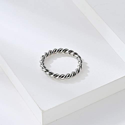 Women's Stainless Steel 1.1mm Rope Thin Wedding Ring Silver Rose Gold Plated Size 4 to 9 - color: 3mm, Silver