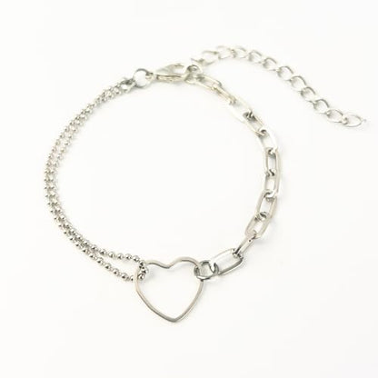 925 Sterling Silver Plated Heart Charm Bracelet for Women - Dainty Chain Love Gift Idea - style: Style2