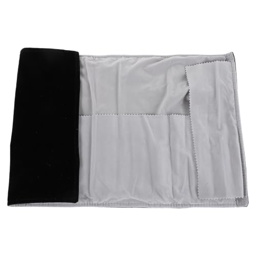Velvet Travel Jewelry Organizer Roll with Multiple Independent Compartments and Rollup Structure, Soft Sturdy Case Resists Deformation and Pilling, for Travel and Everyday Use,