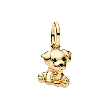 925 Sterling Silver Charms fits Bracelets and Necklace Pendant Bead Charms Jewelry Gift for Women Family Friends - style: Gold Dog Charm