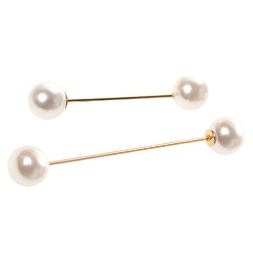 LoveinDIY 2-Piece Faux Pearl Brooch Pin Set, Alloy Scarf Clips for Wedding, Banquet, and Sweater Decoration