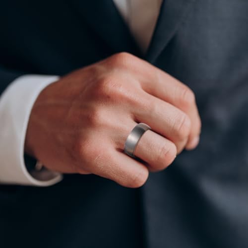 King Will Wedding Band for Men Women, 2/4/6/7/8mm Domed Matte Brushed Tungsten Carbide Rings, Solid/Dual Color Engagement Rings, Comfort Fit - color: Gunmetal Grey-8mm