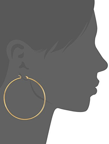 Amazon Essentials Stainless Steel Rounded Tube Hoop Earrings (50mm), (previously Amazon Collection) - color: Yellow Gold, size: 60 mm