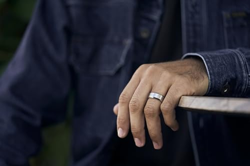 The Ridge Tungsten Rings For Men - Mens Wedding Band - Strong, Durable, and Scratch-Resistant Beveled Ring With Silicone Band - color: Platinum