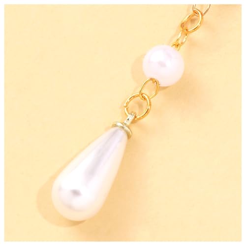 Long Pearl Bead Back Chain Necklace for Backless Dress Bridal Wedding Pearl Backdrop Festival Body Chain Jewelry for Women - color: Gold