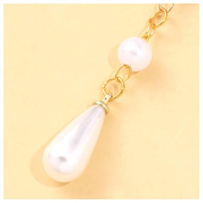 Long Pearl Bead Back Chain Necklace for Backless Dress Bridal Wedding Pearl Backdrop Festival Body Chain Jewelry for Women - color: Gold