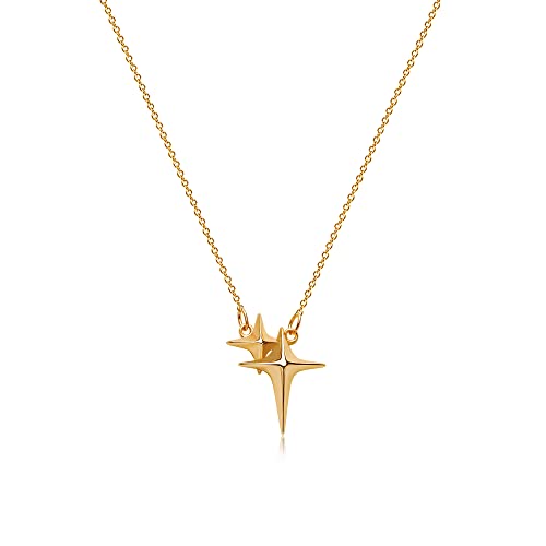 MTMY Gold Moon Pendant Necklace for Women,14K Gold Plated Dainty Chain Crescent Moon Sun Star Necklace Jewelry - style: shining star