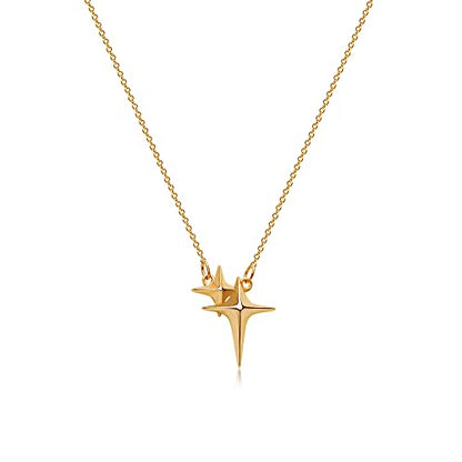 MTMY Gold Moon Pendant Necklace for Women,14K Gold Plated Dainty Chain Crescent Moon Sun Star Necklace Jewelry - style: shining star