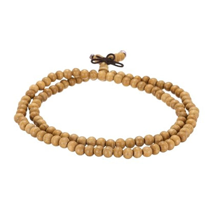 MECCANIXITY Prayer Beads Bracelet, Natural Wooden Bead Mala Bracelets Link Wrist Men Women Beaded Stretch Crafts Bangle - color: Peach Wood Color