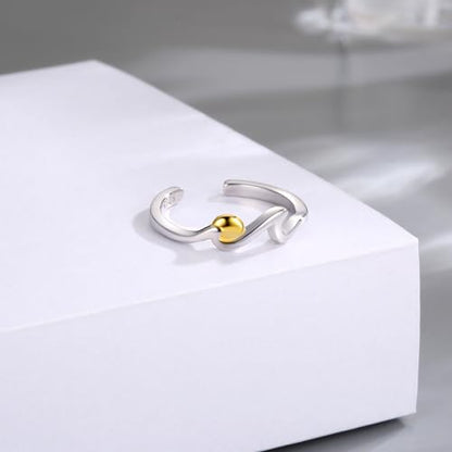 Sariel 925 Sterling Silver Toe Rings for Women Boho Adjustable Mid Finger Rings Summer Vacation Ocean Beach - color: Wave