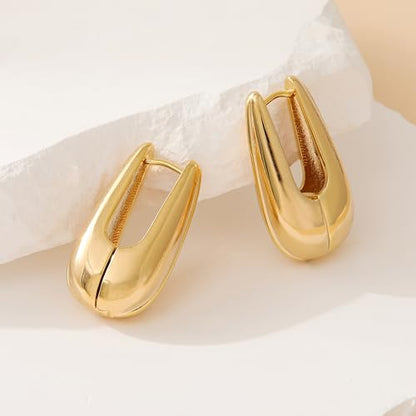 SHERLOVE Chunky Knot Gold Earrings Women Statement Drop Dangle Earrings | 14K Gold Plated Hypoallergenic Lightweight,Trendy Dainty Elegant Cute,Women Gold Jewelry Fashion Accessories Gifts - color: Square Hoop Gold