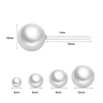 10 Pairs Faux Pearl Plastic Stud Earrings for Sensitive Ears - 4-10mm White Colorful Pearl Set for Women Girls - Silicone Post - style: 10mm