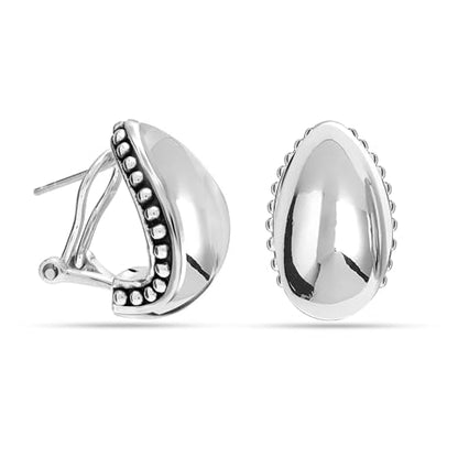 LeCalla 925 Sterling Silver Omega Back Stud Earrings for Women | Classic Pierced Omega Closure Earring | Earring Jewelry Gift for Her, Wife or Girlfriend | Daily Wear & Special Occasion Earring - color: Beaded Dome