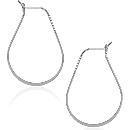 Oval Threader Hoop Earrings for Women - Lightweight Thin Earring Hoops | Plated in 18K Gold or 925 Sterling Silver, Hypoallergenic and Safe for Sensitive Ears - color: 1.4" inch - 925 Sterling Silver Plated