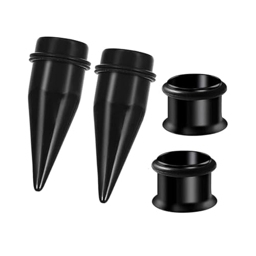 HEKEUOR 4 Piece 316l Steel Tapers and Tunnels Ear Stretching Kit Gauges Gauging Plugs Choose 1g 7/16 1/2 9/16 00g-14g - style: 15MM Black
