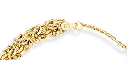 Miabella Italian 925 Sterling Silver, 18K Gold Plated Byzantine Bolo Bracelet for Women, Adjustable Bracelet, Handmade in Italy - style: yellow-gold-plated-silver