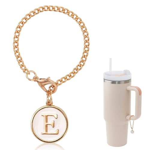 Letter Charm Accessories For Stanley Cup,Gold Initial Chain Water Bottle Name Id Charms for Tumbler,Yeti, Simple Modern Cups Handle - color: E