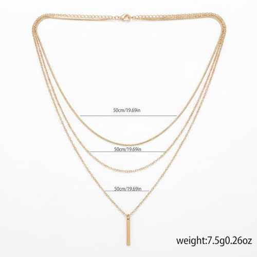 9-Piece Gold Tone Layered Chain Necklace Set for Women, Versatile Stackable Necklaces with Vertical Bar/Herringbone/Padlock Coin Charms, Trendy Boho Jewelry - style: TZJ-003358