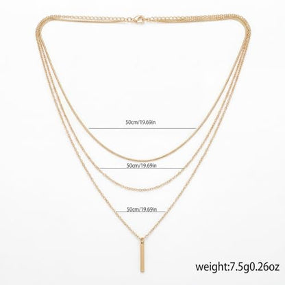 9-Piece Gold Tone Layered Chain Necklace Set for Women, Versatile Stackable Necklaces with Vertical Bar/Herringbone/Padlock Coin Charms, Trendy Boho Jewelry - style: TZJ-003358