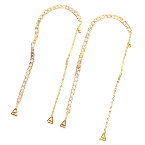 1Pair Rhinestone Shoulder Strap Chain Jewelry for Women Sexy Bridal Crystal Shoulder Lingerie Chain Rhinestone Wedding Body Bra Straps Dress Jewelry Accessories - color: Gold