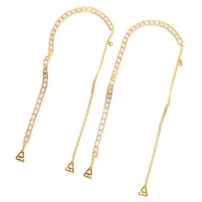 1Pair Rhinestone Shoulder Strap Chain Jewelry for Women Sexy Bridal Crystal Shoulder Lingerie Chain Rhinestone Wedding Body Bra Straps Dress Jewelry Accessories - color: Gold