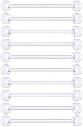 Plastic Tongue Rings For Surgery - Clear Plastic Tongue Rings For Work - Hypoallergenic Straight Barbell Bioflex Ring Piercing Jewelry - Clear Industrial Piercing Jewelry - color: 14G - 20mm (13/16)