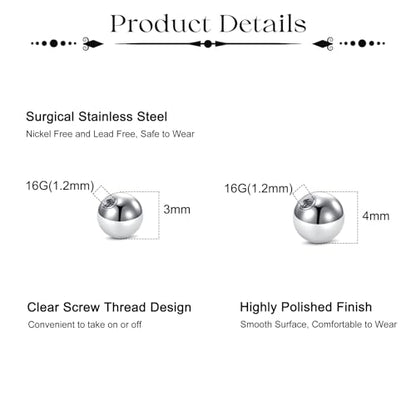 Fake Eyebrow Ring Fake Lip Labret Studs Replacement Balls Spike with 100pcs Sticker Non-Piercing Body Jewelry Fake Skin Piercing - color: B1 -Silver