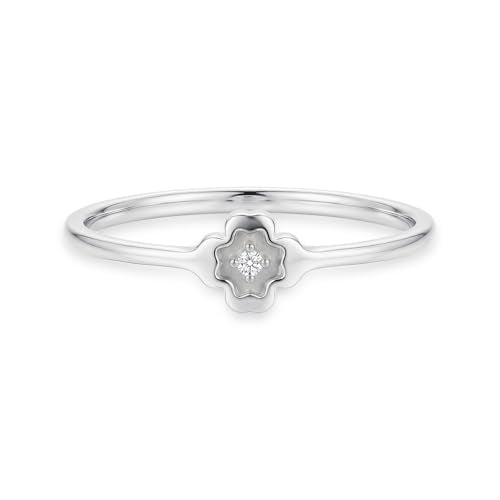 1mm CZ Clover Rings for Women | 18k Gold Plated Titanium Cubic Zirconia Minimalist Fashion Dainty Ring - color: Silver
