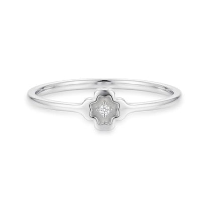 1mm CZ Clover Rings for Women | 18k Gold Plated Titanium Cubic Zirconia Minimalist Fashion Dainty Ring - color: Silver