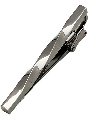 [TAVARAT] Tie Clip Tie Clips for Men twist type Black Silver Tie Bar Tie Pin Tps-077 - style: black silver