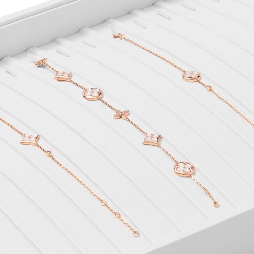 Oirlv Premium White Leather Stackable Jewelry Tray 18 Gird Necklace Bracelet Organizer Showcase Necklace Display Tray - color: White, size: 18 Grid Necklace/Bracelet Tray
