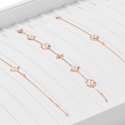 Oirlv Premium White Leather Stackable Jewelry Tray 18 Gird Necklace Bracelet Organizer Showcase Necklace Display Tray - color: White, size: 18 Grid Necklace/Bracelet Tray