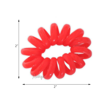 Jumbo Coil Pony Holder Hair Ties - Set of 4 (Red) - color: Red