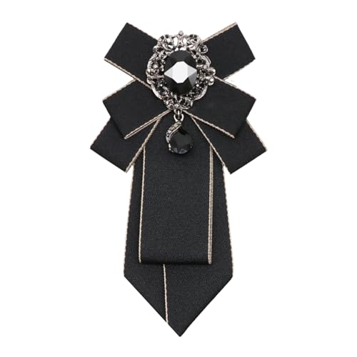 Big Crystal Bow Ties for Men Pre-tied Women Bowtie | Sparkly Laege Rhinestone, Eye-catching Edges, Adjusatble Strap, Polyester Fabric, 6.9"×3.7", Suitable for Suit Wedding Prom - color: Black