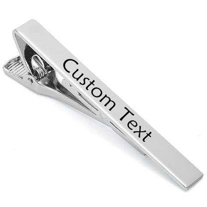 Custom Father Gifts Personalized Tie Clips for Men Custom Tie Bar Clips | Classic Pinch Engraved Text Stainless Steel Tie Bar Dad Personalized Gift Fathers Day - color: SILVER