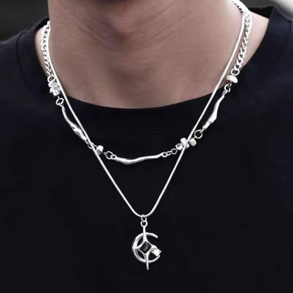 Gothic Cross Star Necklace For Men Women Silver Stainless Steel Cuban Link Paperclip Figaro Bead Chain Punk Kpop Y2k Goth Irregular Layered Cross Pendant Necklace Non Tarnish Jewelry Gift - color: Silver L