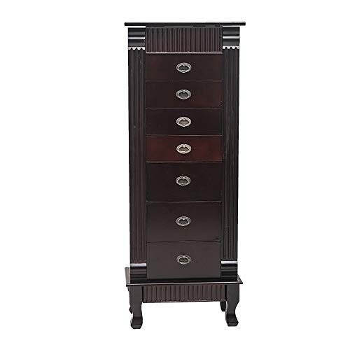 Vasitelan Large Standing Jewelry Armoire Cabinet Chest with Drawers,Jewelry Box Storage Organizer with Top Flip Mirror, Retro Standing Wood Jewelry Cabinet (Style 5-7 Drawers) - color: Style 5-7 Drawers