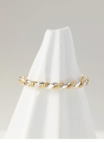 LUKRAY Braided Stacking Ring | Silver and Gold Statement Ring | S925 Sterling Silver and 14k Gold-Filled for Women | Simple and Elegant | Waterproof Everyday Wear | Stacking Ring