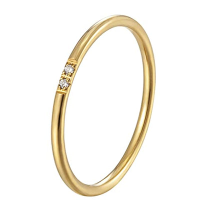 Women's Stainless Steel 1MM Thin Plain Midi Stacking Ring Band Comfort Fit, Size 3 to 10 - color: Dome - G (with 2 cz)