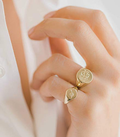Zoe Lev Jewelry, Sterling silver, Gold Plated Pinky Signet Ring