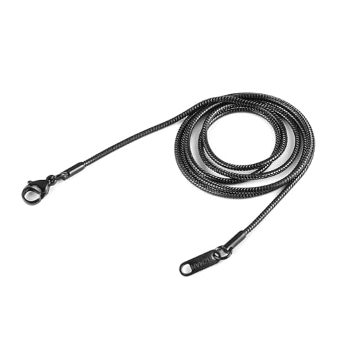HZMAN Snake Chain Necklace for Men Women Thin Stainless Steel Chain Necklace Hip Hop Men's Choker Necklace 16"-30" Jewelry Gift - color: 0.9mm-Black, size: 16.0In