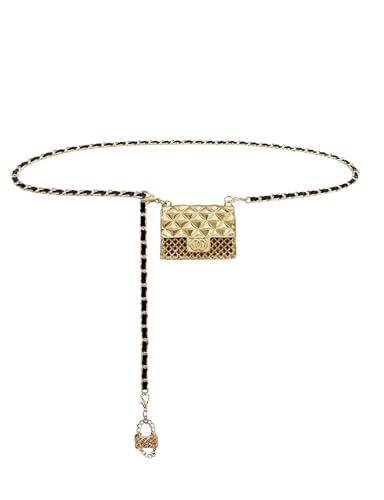 BEMYLV Mini Chain Belt Purse Gold Waist Bag for Women Fashion Fanny Pack | Trendy Detachable Waist Purse Cute Bag for Dresses Jeans - color: Pale Gold