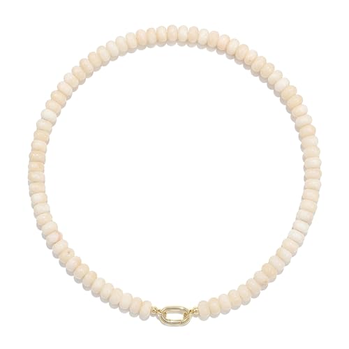 Beaded Gemstone Necklaces for Women Bohemian Colored Choker Natural Stone Bead Summer Beach Handmade Jewelry Necklace - color: Beige