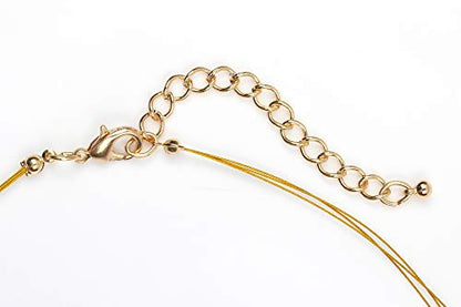 Coiris 3 Layers Illusion Wire Beaded Statement 19.5" Necklace for Women - color: N0005-Pink Mix