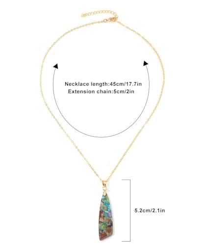 Nature Stone Necklaces for Women Boho Pendant Necklace 18K Gold Chain Necklaces - color: Blue Purple