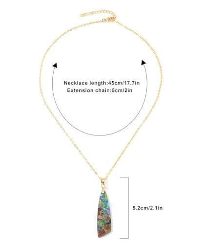 Nature Stone Necklaces for Women Boho Pendant Necklace 18K Gold Chain Necklaces - color: Blue Purple